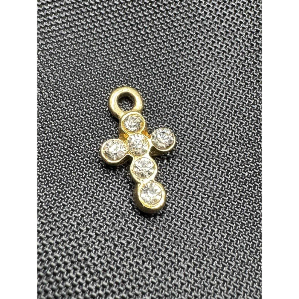 Small Tiny Gold Tone Women CZ Cross‎ Charm Pendant Gift For Girls or Womens